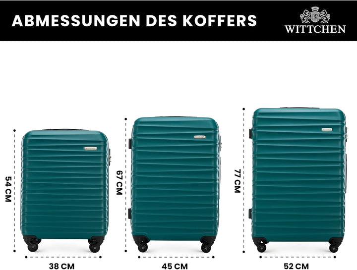 WITTCHEN Reisekoffer 3er Koffer-Set Rollkoffer Trolley Handgepäck Reisekofferset Gepäckset Hartschal