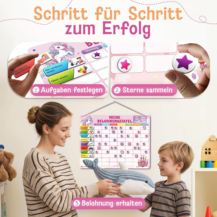 LIKARTO Belohnungstafel Kinder – [DAS ORIGINAL] – Montessori Aufgabenplaner & Magnettafel – individu