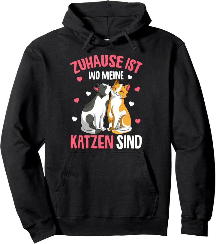 Zuhause ist wo meine Katzen sind Katze Kinder Mädchen Damen Pullover Hoodie