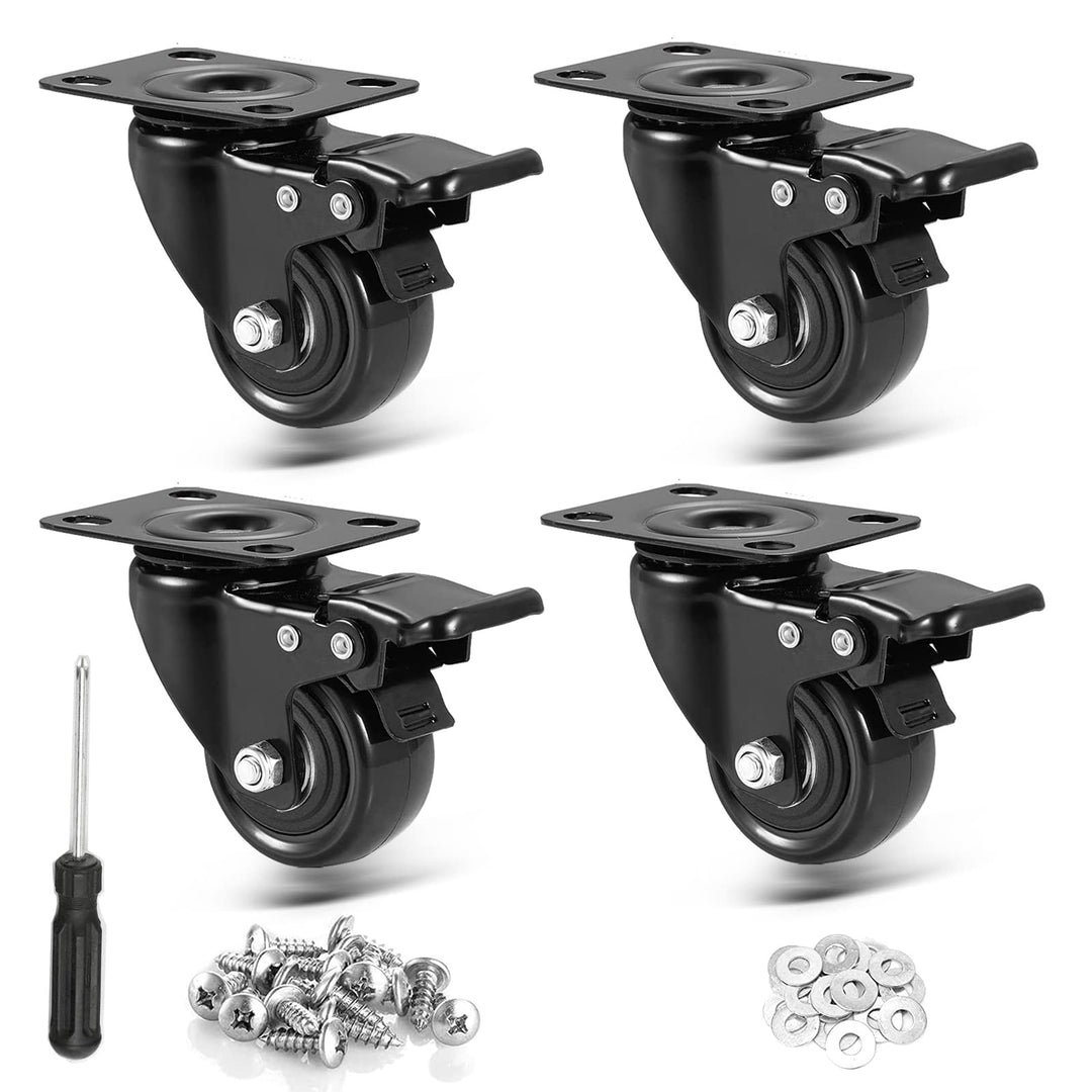 RRIUTO 50MM Möbelrollen mit Bremse, Schwerlastrollen Lenkrollen Transportrollen Doppel-Verriegelung