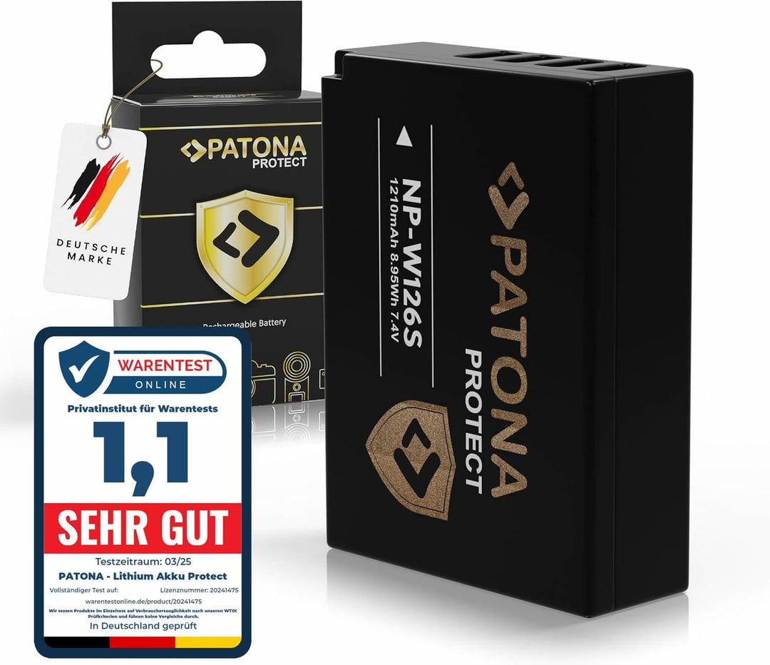 PATONA Protect V1 Akku NP-W126S, NTC Kompatibel mit Fujifilm FinePix HS30EXR, HS33EXR, HS50EXR, X-T2