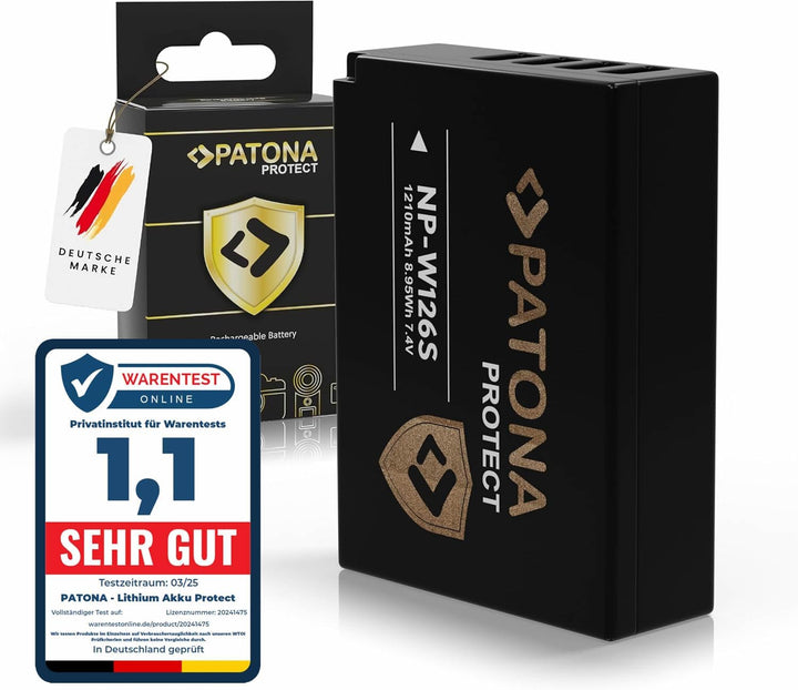 PATONA Protect V1 Akku NP-W126S, NTC Kompatibel mit Fujifilm FinePix HS30EXR, HS33EXR, HS50EXR, X-T2