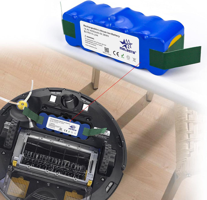 melasta 14.4V 4400mAh Lithium-Ionen Ersatz Batterie Akku kompatible mit iRobot Roomba 500 600 700 80