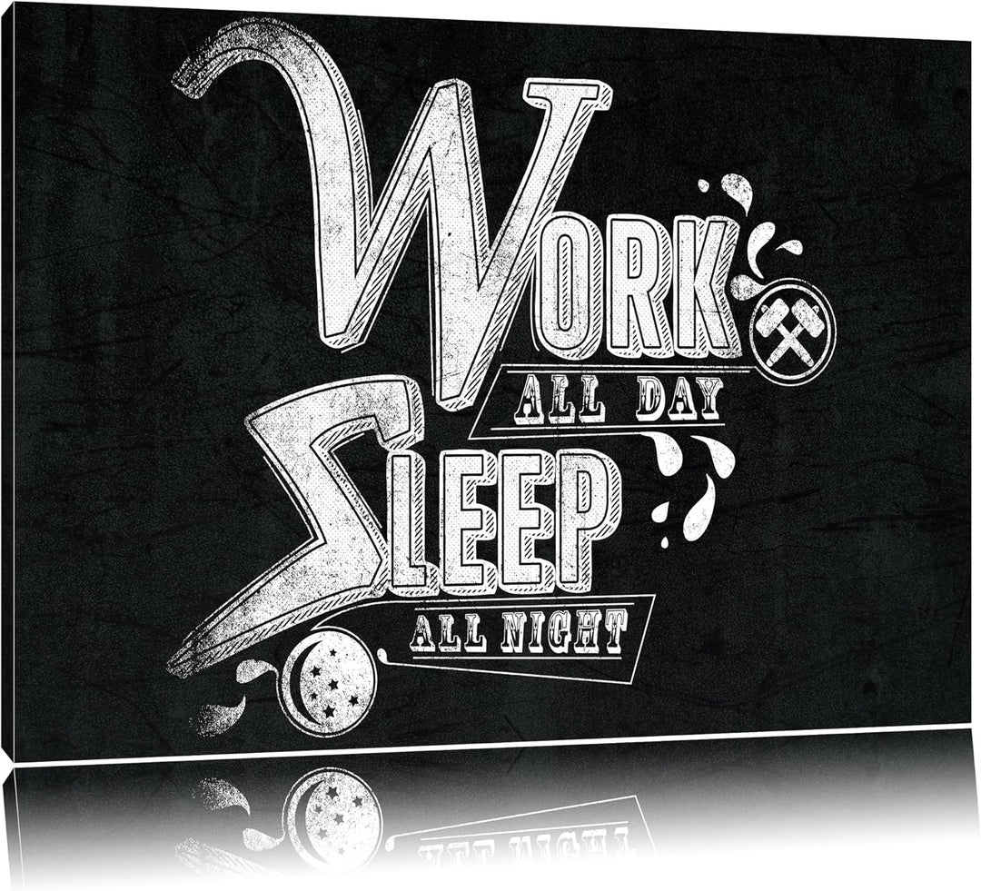 Work and sleep Light Format: 100x70auf Leinwand, XXL riesige Bilder fertig gerahmt mit Keilrahmen, K
