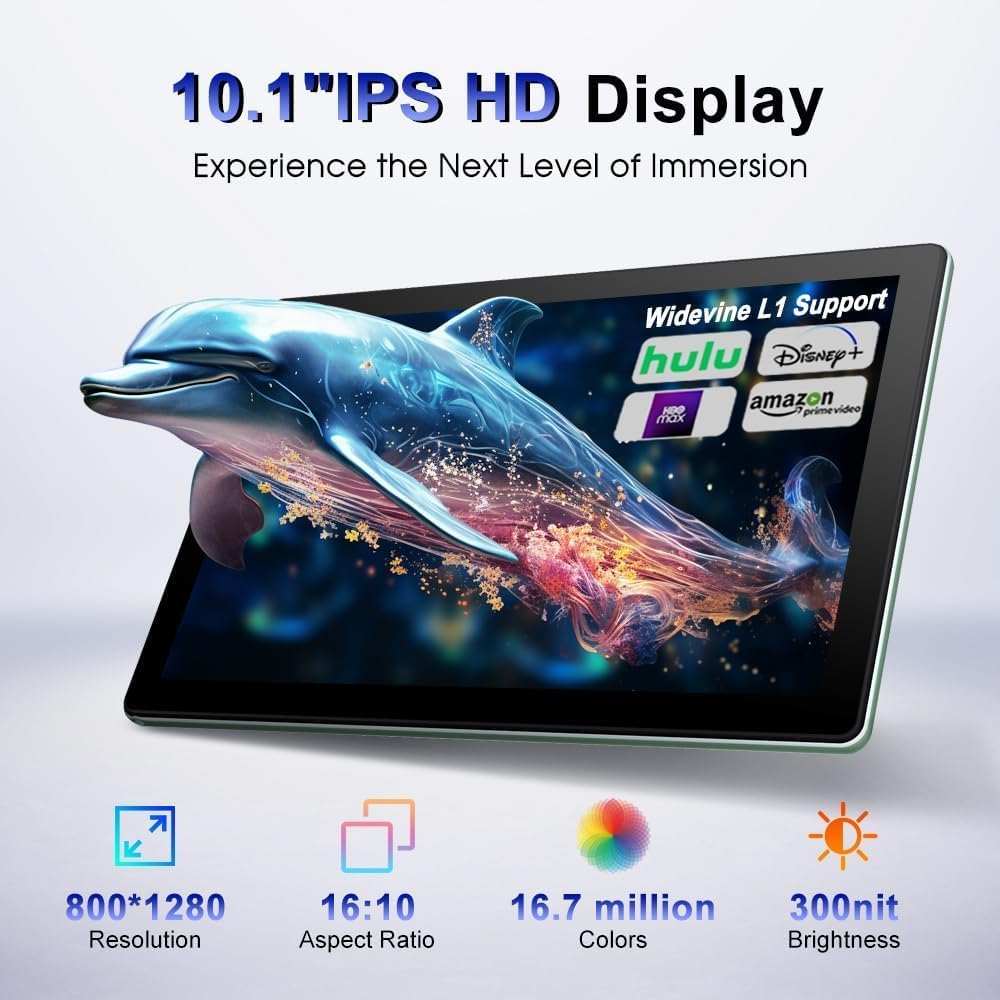 U10 Tablet 10.1 Zoll,9GB RAM + 128GB ROM/1TB TF Kinder Tablet PC,5060mAh,8MP+5MP,1280x800 HD+ IPS,2.