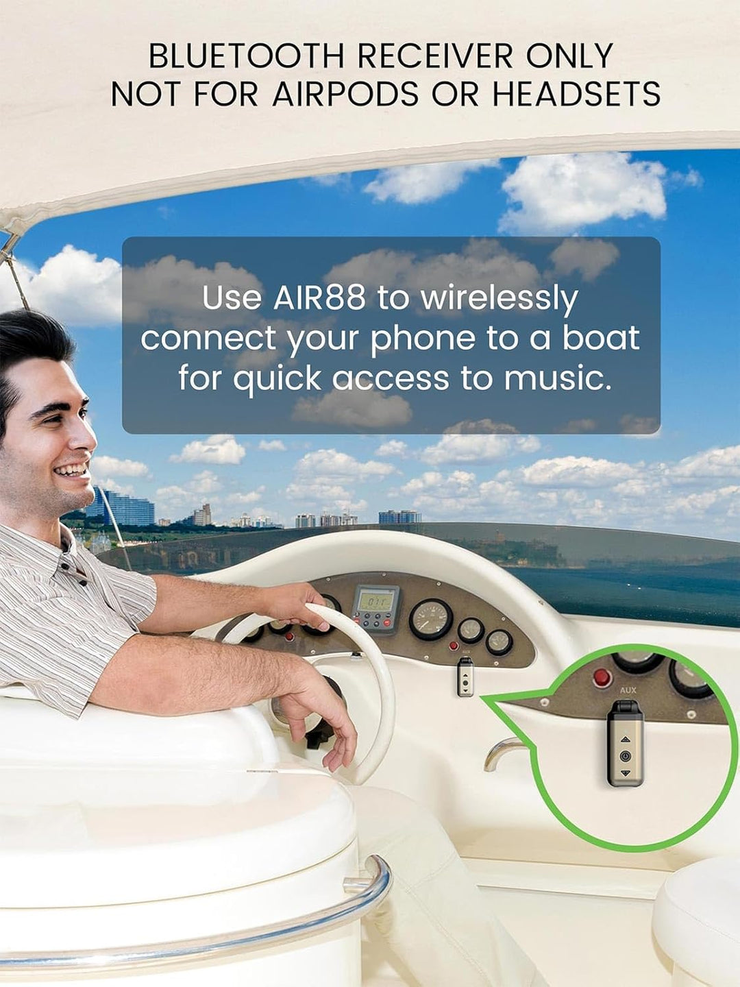 HVMLAK Air88 Aux Bluetooth 5.3 Adapter Auto, Empfänger mit Rotierbarem 3.5 Klinke, für Home Stereo,