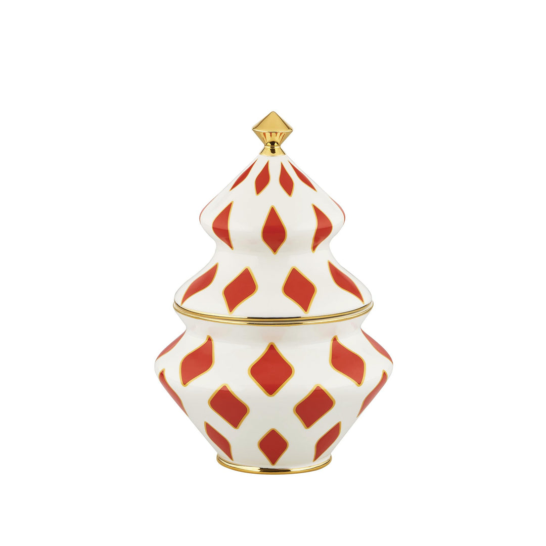 Alessi Delight NZ03 – Weihnachtsbehälter für Süssigkeiten in Porzellan, Rot, Weiss und Gold