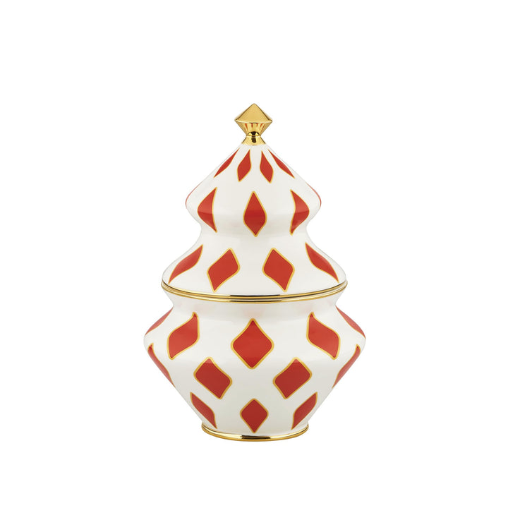Alessi Delight NZ03 – Weihnachtsbehälter für Süssigkeiten in Porzellan, Rot, Weiss und Gold