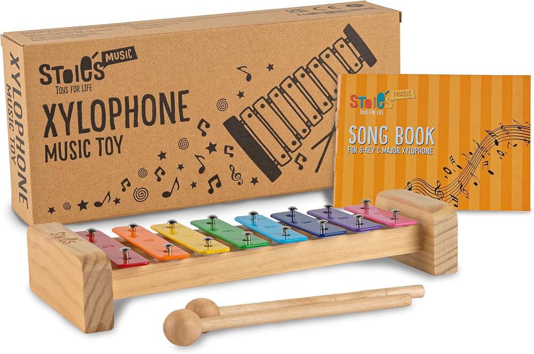 Stoie's 8 Fliesen Regenbogenfarben C-Key Xylofon Klavier Keyboard Spielzeug für Kinder Kleinkinder m