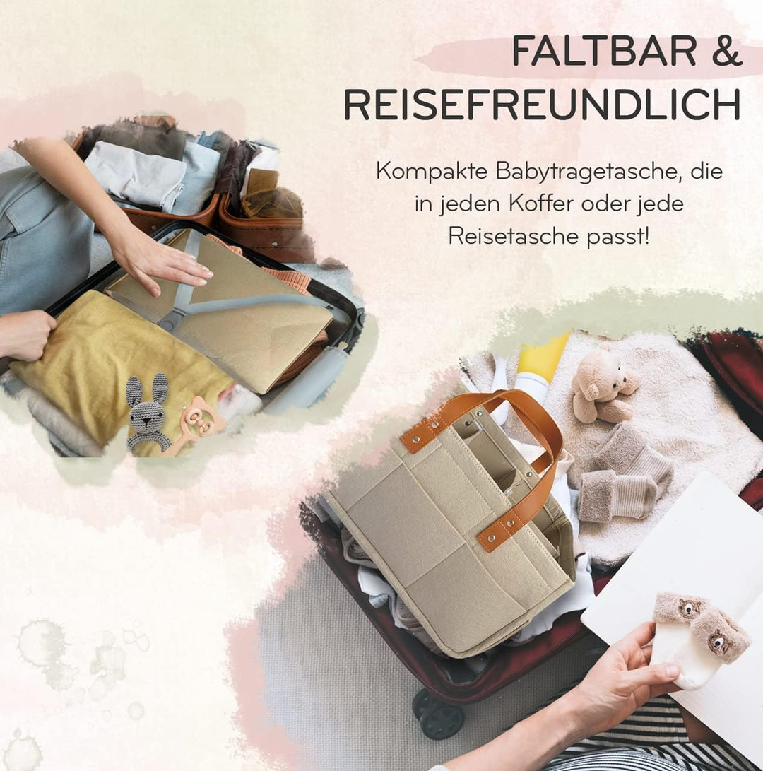 KiddyCare - Vielseitiger Wickelkorb und Windel-Organizer aus 100% Baumwolle und Gewebtem Seil, 3 Her