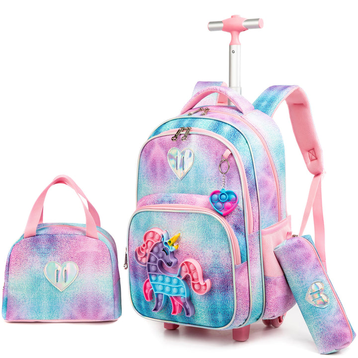 HTgroce Pop Push It Schulranzen Mit Rollen, Toy Schulranzen Trolley Pop Kinder, Fidget Trolley Rucks
