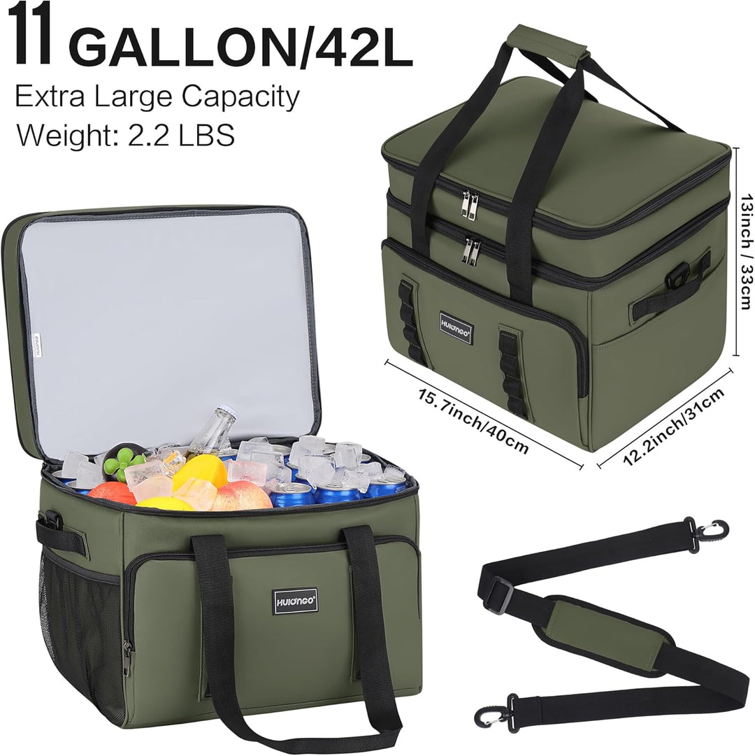 Hulongo Kühltasche Isoliert Kühltasche Wasserdicht Picknick Doppel-Thermotasche für Camping, Reisen,