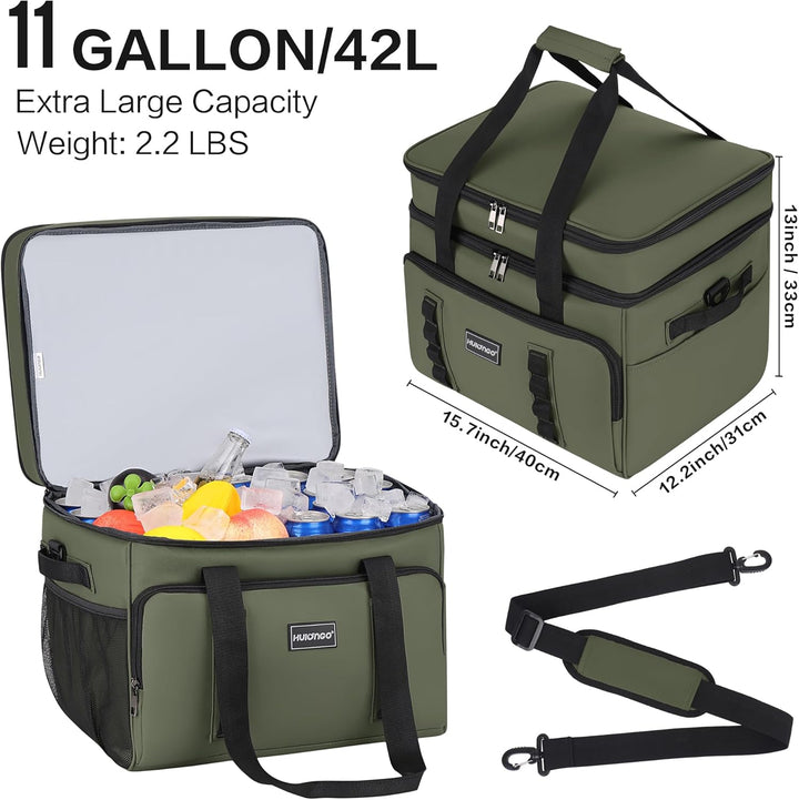 Hulongo Kühltasche Isoliert Kühltasche Wasserdicht Picknick Doppel-Thermotasche für Camping, Reisen,
