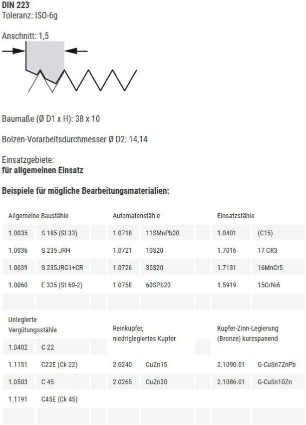 Schneideisen UNF 9/16 x 18 - HSS BAER Gewindeschneider - Aussengewindeschneider - Gewindeschneideise