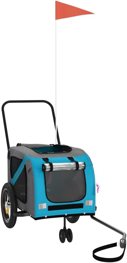 vidaXL Fahrradanhänger Hunde Hundeanhänger Hundetransporter Oxford-Gewebe Eisen Blau 122 x 52 x 53 c