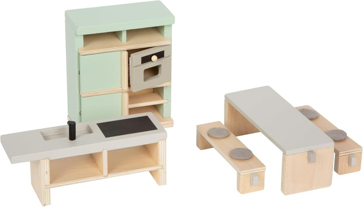 small Foot Puppenhausmöbel Set, detailreiches Möbelset mit hohem sichtbaren Holzanteil, Ausstattung