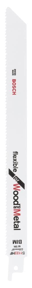 Bosch Professional 25 Stück Säbelsägeblatt S 1122 HF Flexible for Wood and Metal (Länge 225 mm, Zube