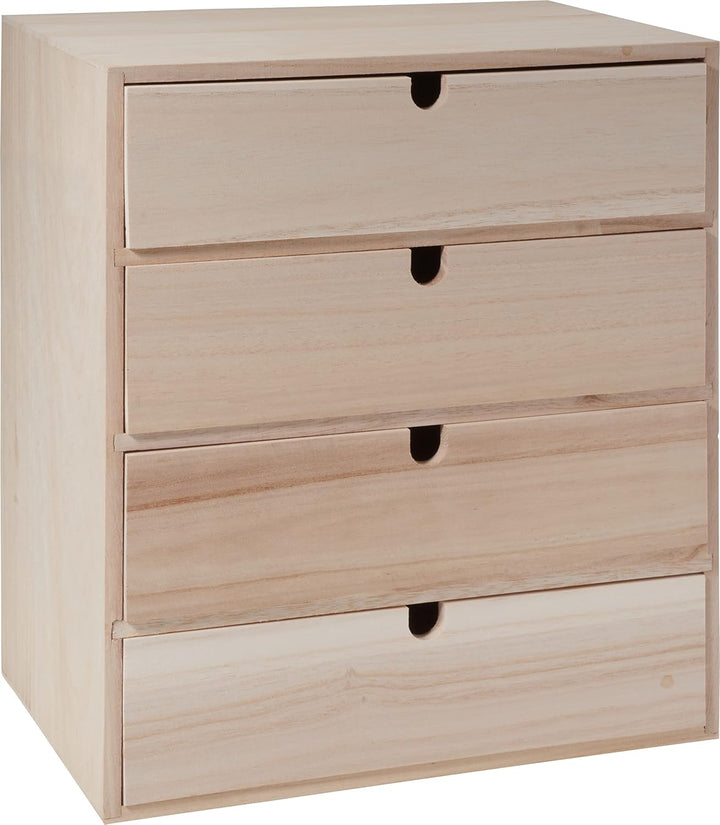 VBS Schubladenbox mit 4 Schubladen Schränkchen 5-teilig Rohholz Unbehandelt Breite 20 cm Höhe 34 cm