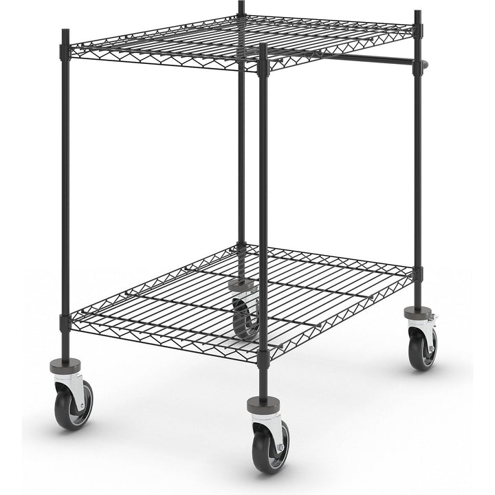 kaiserkraft | Drahtgitter-Tischwagen | schwarz | mit 2 Etagen | LxBxH 910 x 610 x 1025 mm