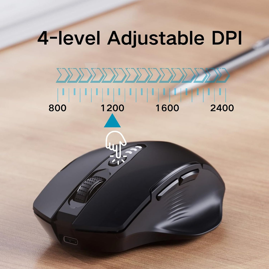 Uineer Bluetooth Maus, aktualisiert Maus kabellos Tri-Modus (BT 5.0/4.0+2,4 GHz), sichtbare Batterie