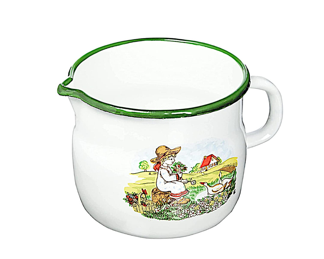 Krüger Milchtopf Gänsekind 14 cm, Emaille, mehrfarbig, 14 cm
