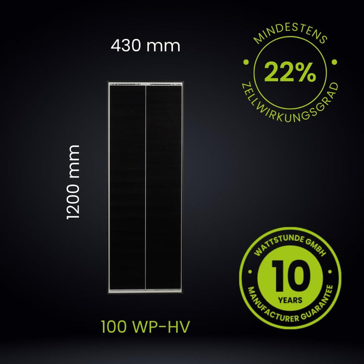 SOLA Frame Black Innovatives monokristallines Solarmodul mit Schindelzellen (100 W High Voltage), 10