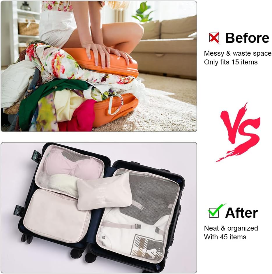 OSDUE Koffer Organizer Set 9-teilig, Packing Cubes, Wasserdichte Reise Kleidertaschen, Packtaschen f