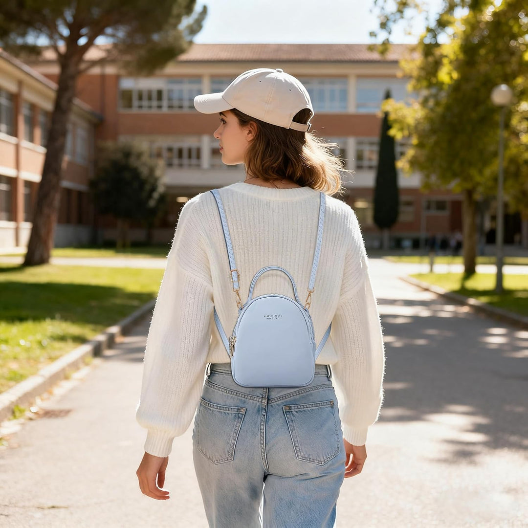 DORRISO Mini Damen Rucksack Elegant Tagesrucksack mit Kopfhörerloch Handtasche für Schule Reisen Läs