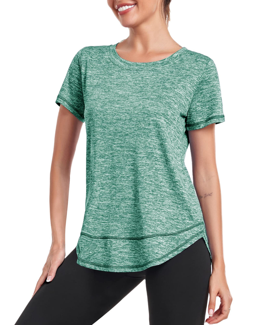 Sport T-Shirt Damen, Kurzarmshirt Frauen, Workout Tops Rundhalsausschnitt Athletisch Lässig Laufen Y