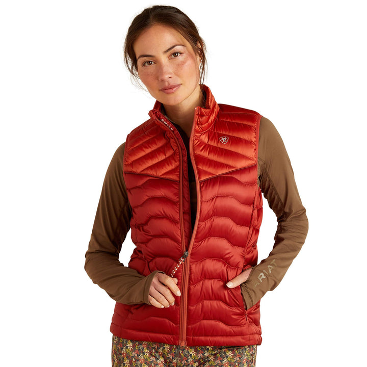 ARIAT Unisex Ideal Down Vest Weste M Schillernder roter Ocker/gebrannter Bri, M Schillernder roter O