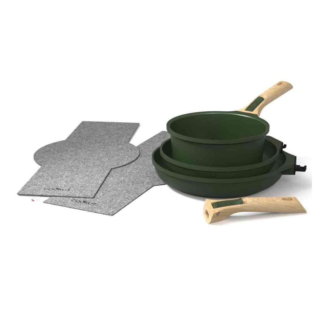 COOKUT - Das unglaubliche Pfannen-Set mit abnehmbarem Griff – Farn (7 Teile, 1 Set)