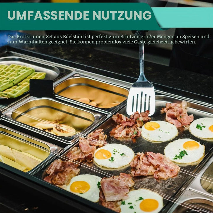 Panier-Set Aus Edelstahl, 3 Stück Hotelpfannen, Panierschalen Set 3-Teilig, Dampftischpfannen, Pfann
