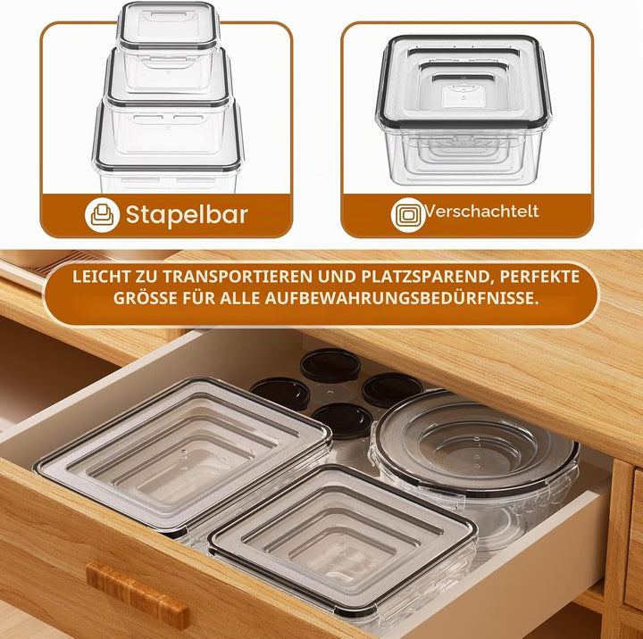 Frischhaltedosen mit Deckel, 40 Teile Vorratsdosen Set (20 Behälter & 20 Deckel),Meal Prep Boxen, Au