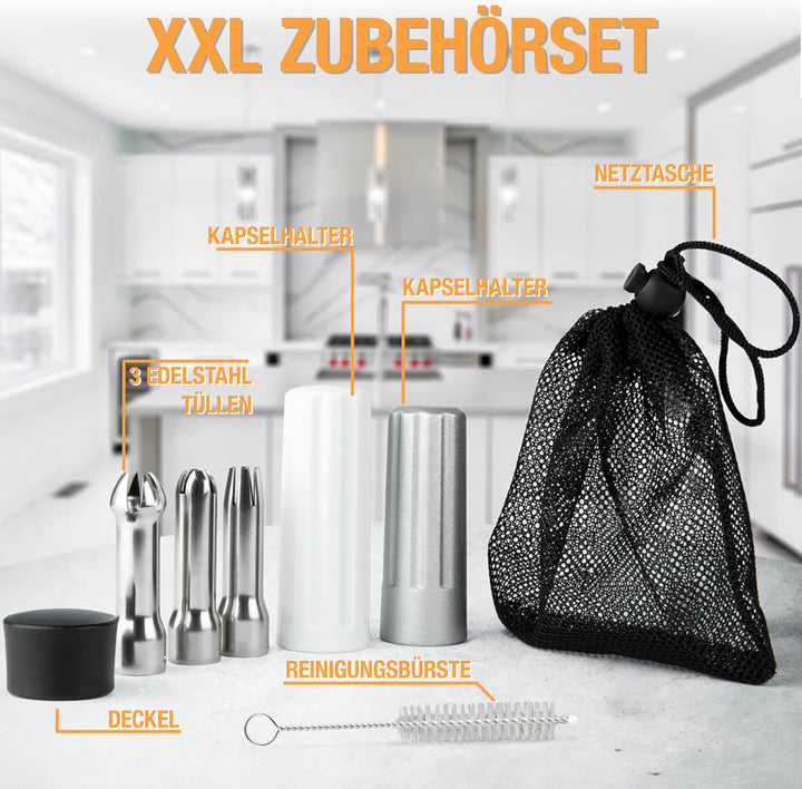 Thiru Sahnespender inkl.Toolbox - Note sehr gut - 100 Tage testen - Sahnesyphon mit eBook & 3 Edelst