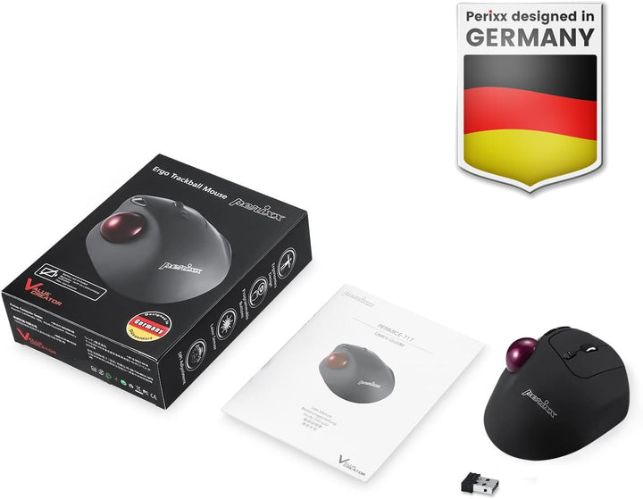 Perixx PERIMICE-717 Kabellose Programmierbare Trackball Maus - 34mm Trackball - 400/1000 DPI - 7 Tas