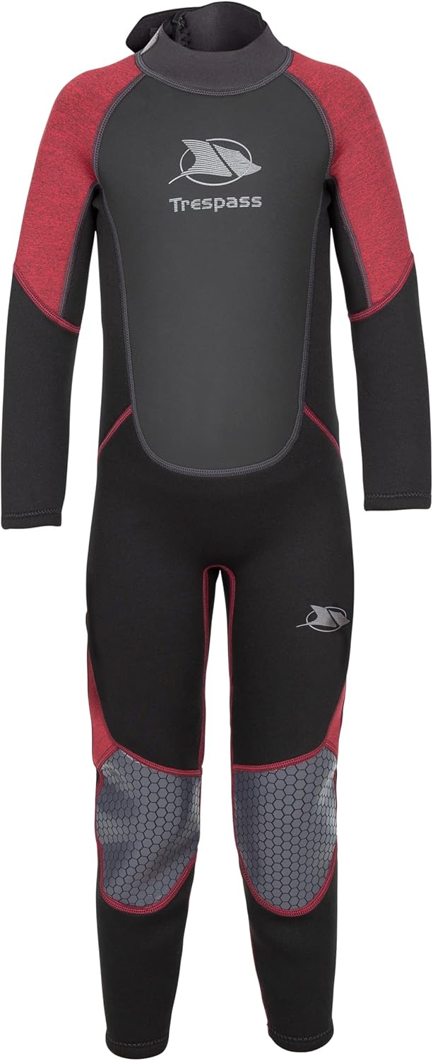 Trespass Amigo Neoprenanzug für Jungen, volle Länge, 3 mm, ergonomische Passform Merlot Marl 9 -10 J