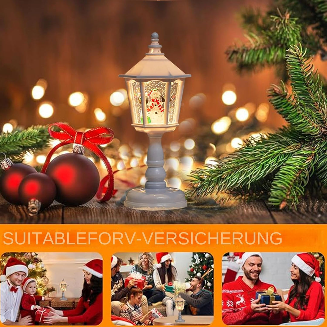 Weihnachtslaterne Schneekugel | Deko Schneekugel Licht | Glitzer Weihnachtslaterne Deko Für Tisch Wo