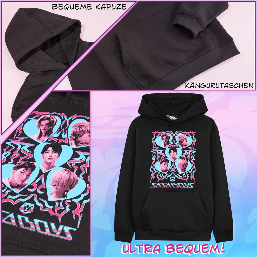 KPop Demon Hunters Offiziell Hoodie Mädchen Teenager, Taschen Fleece Pullover, Anime Huntrix Saja Bo