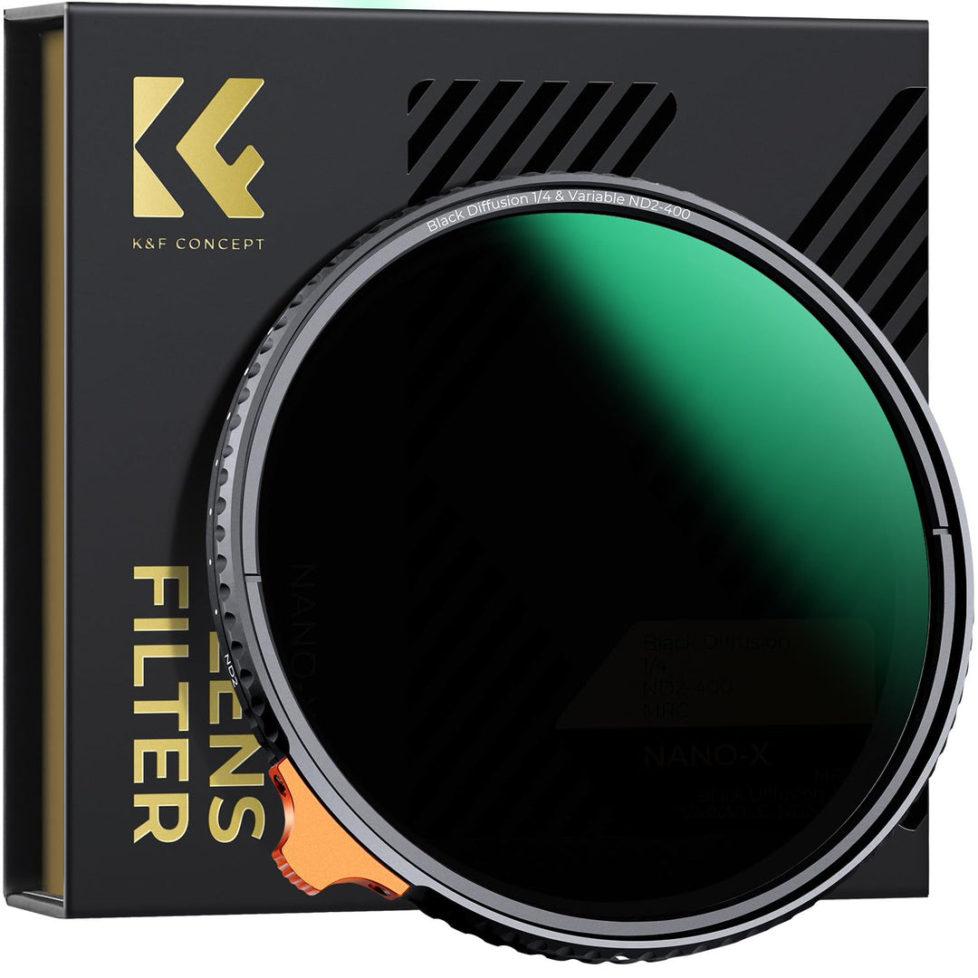 K&F Concept Filter 77mm Black-Mist 1/4&ND2-ND400 2 in 1 multifunktionaler Filter-Black Promist 1/4 F