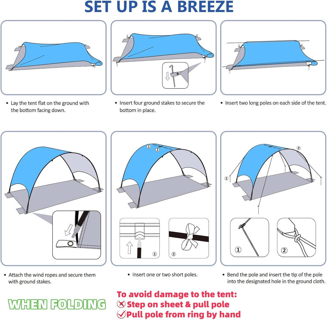 Strandmuschel mit UV-Schutz UPF 50+ – Tragbares Beach Canopy & Sonnenschutz für Strand, 360° Belüftu