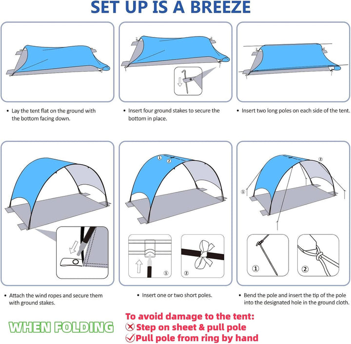 Strandmuschel mit UV-Schutz UPF 50+ – Tragbares Beach Canopy & Sonnenschutz für Strand, 360° Belüftu