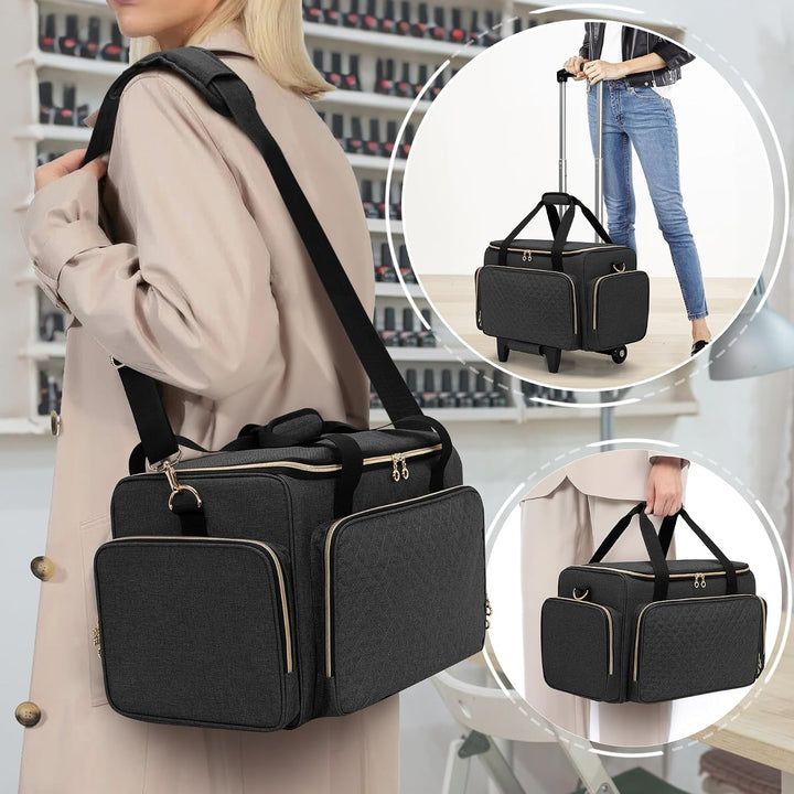 Luxja Kosmetikkoffer Trolley Damen, Schwarz, Schwarz