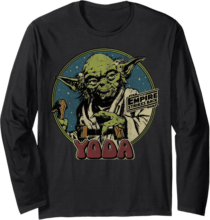 Star Wars The Empire Strikes Back Yoda Vintage Circle Poster Langarmshirt