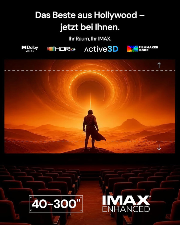 AWOL Valerion VisionMaster Pro2 Triple Laser 4K Beamer, 3000 ISO Lumen, HDR10+, IMAX Enhanced, Dolby