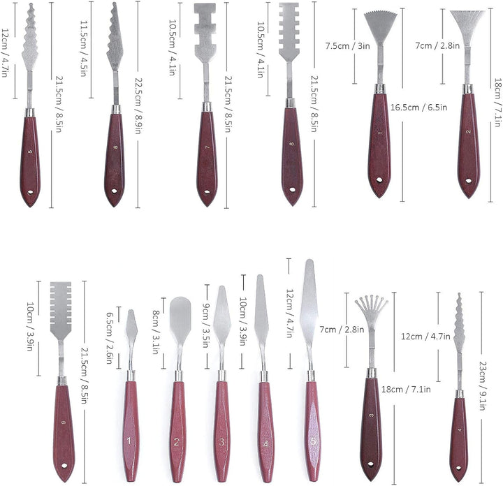 14Pcs Spachtel Edelstahl, Malspachtel für Acrylfarben, Malerei Spatel Palettenmesser, Malerei Mischs