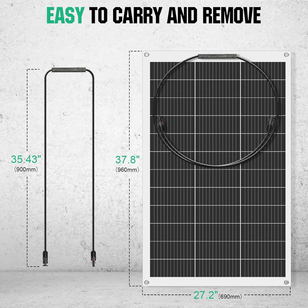 ECO-WORTHY 130W 12V Solarpanel Flexibel Monokristallines Solarpanel, Solarmodul mit Ladekabel für Wo