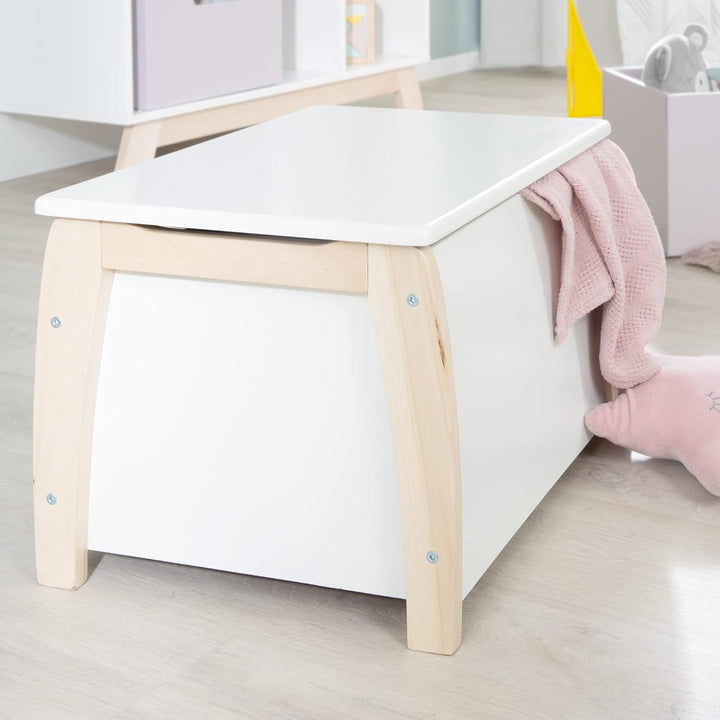 roba Kindertruhe, Spielzeugtruhe aus Massivholz, weiss lackiert, inklusive Dämpfungsbeschlag Spielze