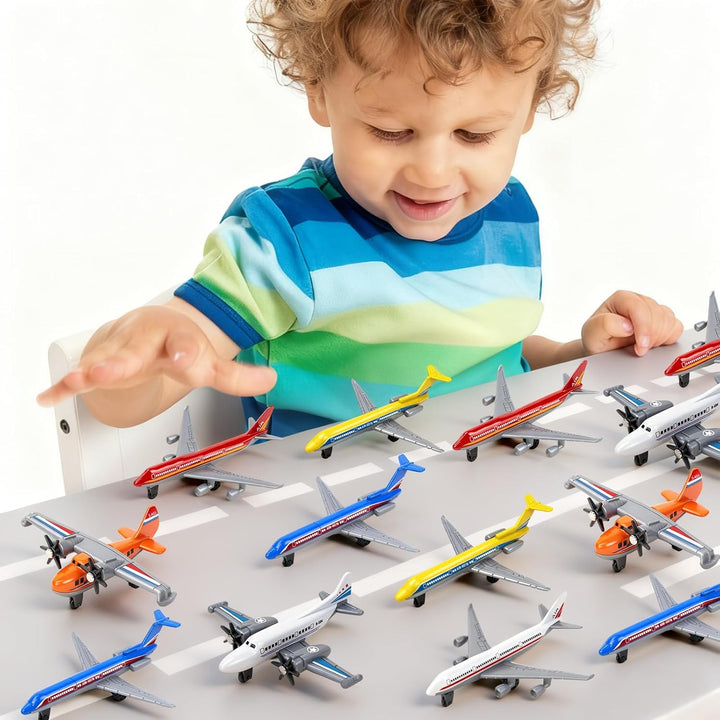 YongnKids 18 Pack Spielzeug Flugzeug, Diecast für Jungen Alter 3 4-7 8-12, Legierung Flugzeuge Model