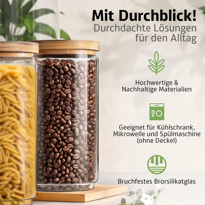 ElbFuchs® Vorratsgläser mit Deckel luftdicht NEU | 2x 2000ml [BPA-FREI & MOTTENSICHER] Vorratsdosen