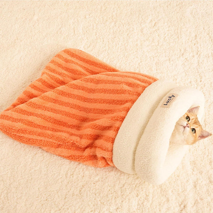 Generisch Katzenschlafsbag für Innenkatzen, weich bequemer Katze Winter Schlafsack C-at Cave Bett, 3